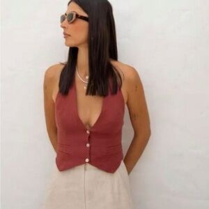 VRG GRL LOS CABOS LINEN VEST WINE